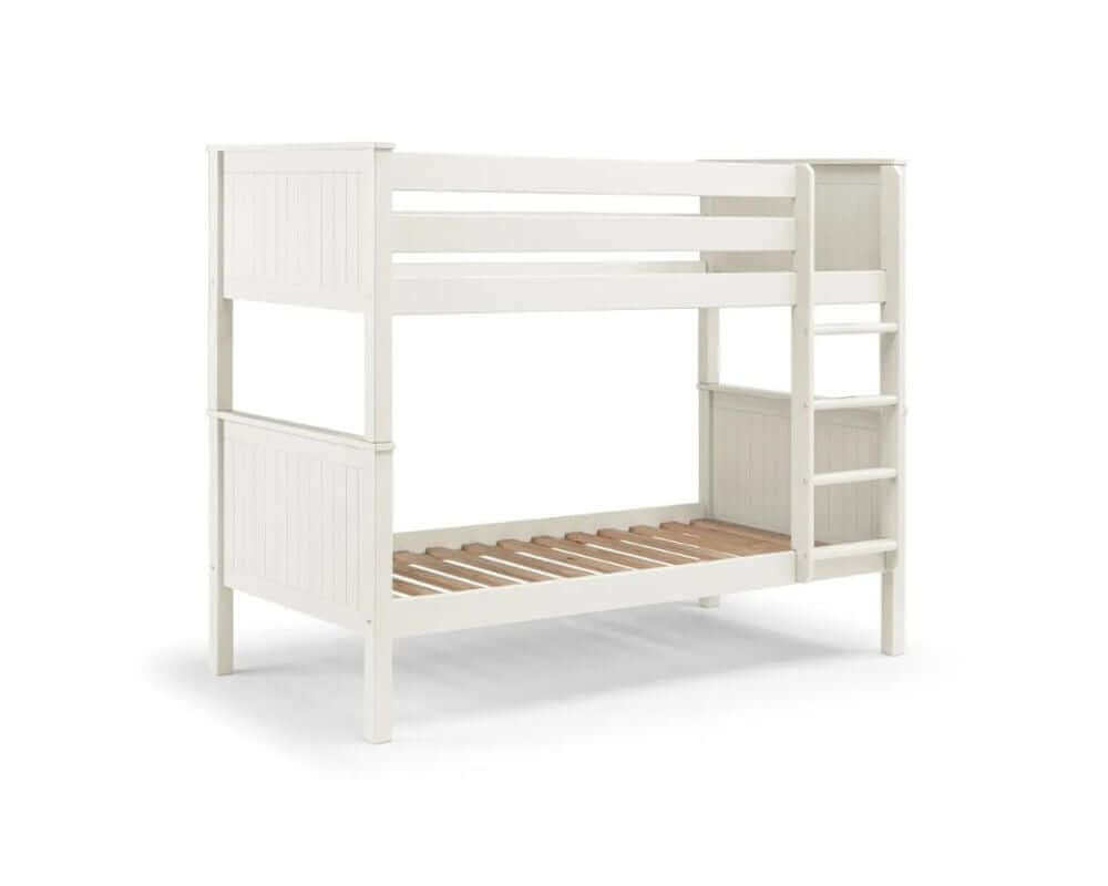 Front side view of a bunk bed with white background - Surf White