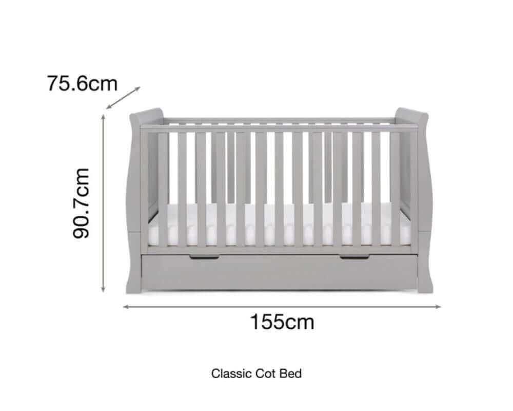 Obaby Stamford Classic Sleigh Cot Bed 3 Piece Room Set