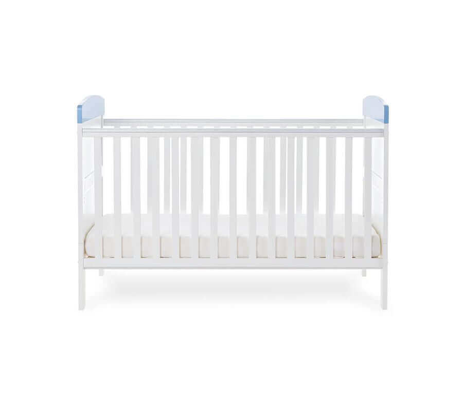 Obaby Grace Inspire Cot Bed With Mattress - Little Prince/Princess - White Background