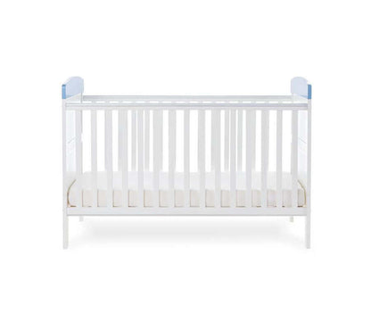 Obaby Grace Inspire Cot Bed With Mattress - Little Prince/Princess - White Background