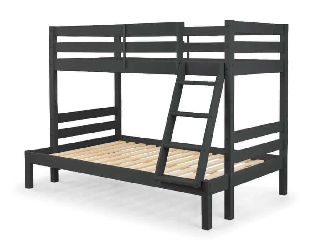 Front side view Image of triple Sleeper Bunk Bed - Anthracite - white background