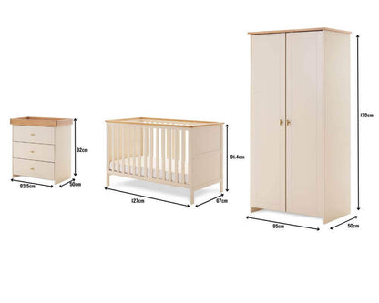 Obaby Evie Mini 3 Piece Room Set - Dimensions - White Background