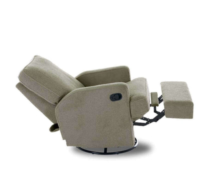 Madison Swivel Glider Recliner Chair – Teddy Fabric - Olive - White Background