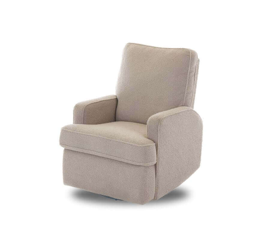 Madison Electric Swivel Glider Recliner Chair – Teddy Fabric - Truffle - White Background