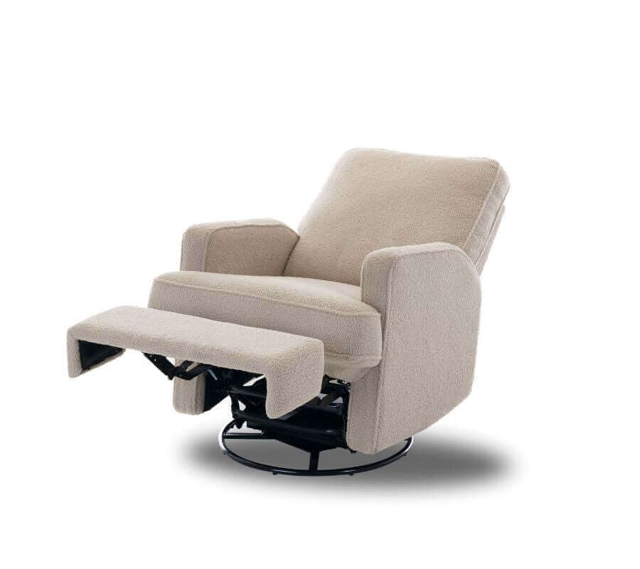  Madison Electric Swivel Glider Recliner Chair – Teddy Fabric - Truffle - White Background