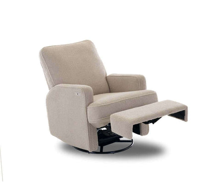 Madison Electric Swivel Glider Recliner Chair – Teddy Fabric - Truffle - White Background