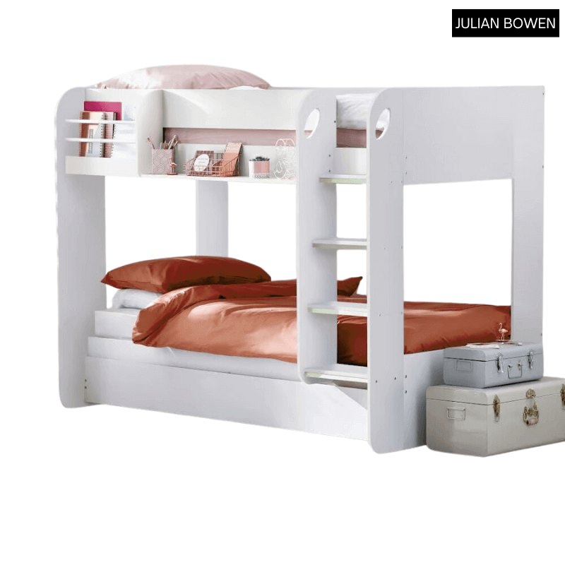 Julian Bowens Mars Bunk Bed & Underbed - White Bunk - Front View - White Background