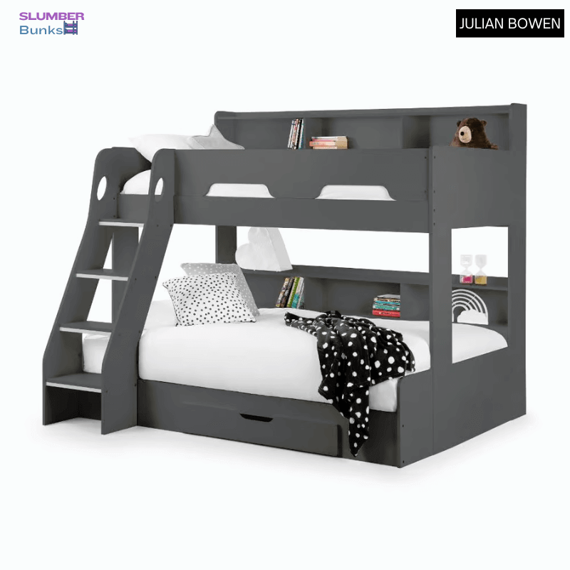 Julian Bowen Orion Triple Sleeper Bunk Bed - Anthracite Bed - Front View - White Background