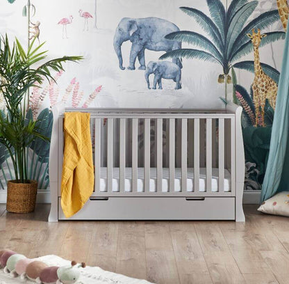 Obaby Stamford Classic Cot Bed - Soft Grey - Bedroom Setting