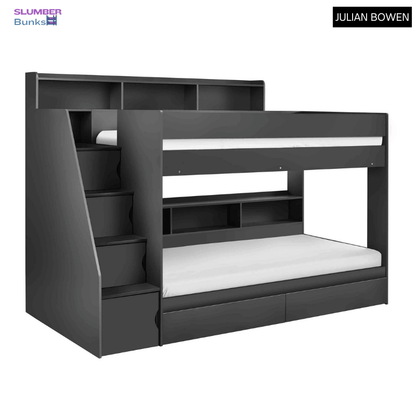 Julian Bowen Camelot Staircase Bunk Bed - Anthracite - Front side view - White Background