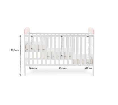 Grace Inspire Cot Bed & Under Drawer - White Background