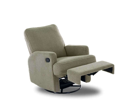 Madison Swivel Glider Recliner Chair – Teddy Fabric - Olive - White Background