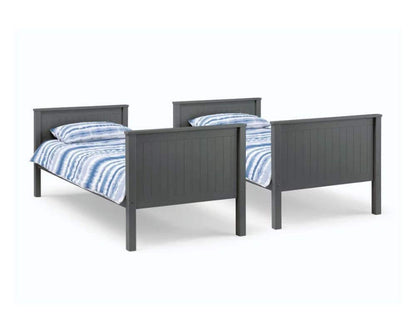  View of bunk beds parted into two single beds side by side White background - Anthracite Grey