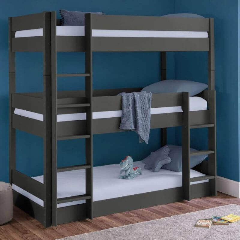 Julian Bowen Trio Bunk Bed - Anthracite - Front side View - With Background