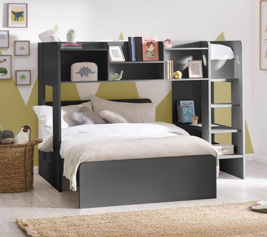 Julian Bowen Owen Bunk Bed - Bedroom View - Grey