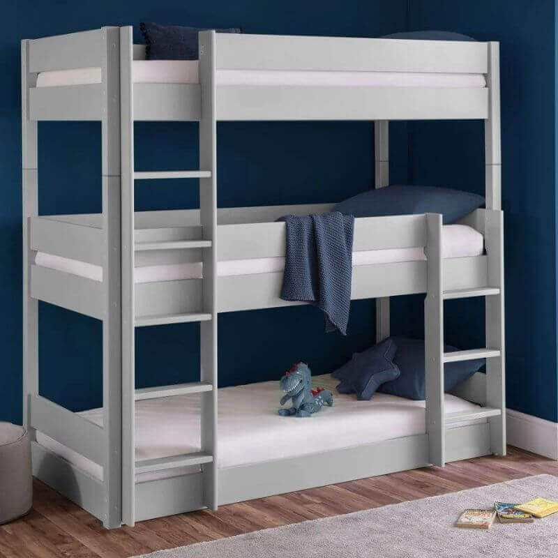 Julian Bowen Trio Bunk Bed - Grey - Front side View - With Background