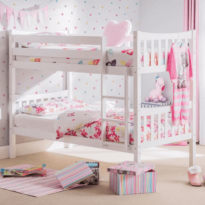 Julian Bowen Zodiac Bunk Bed - White Bunk Bed - Front View - Bedroom Setting