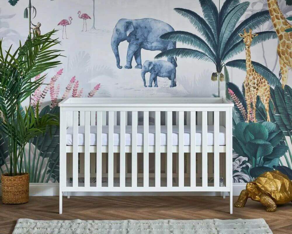 Obaby White Evie Cot Bed - Bedroom View