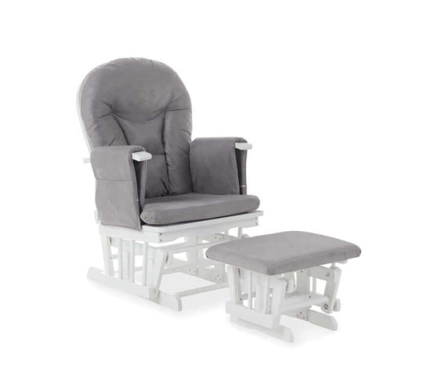 Reclining Glider Chair and Stool - White Background