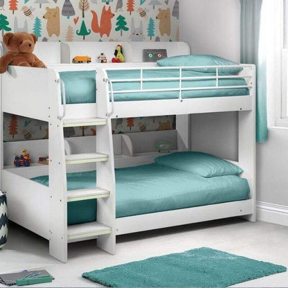 Julian Bowen Domino Bunk Bed - White - Front Side View - Real Bedroom Setting