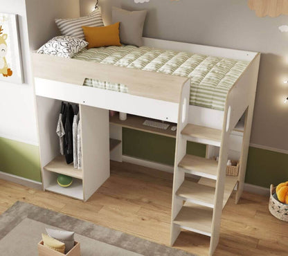 Flair Coco High Sleeper Workstation with Wardrobe - Real Life Image