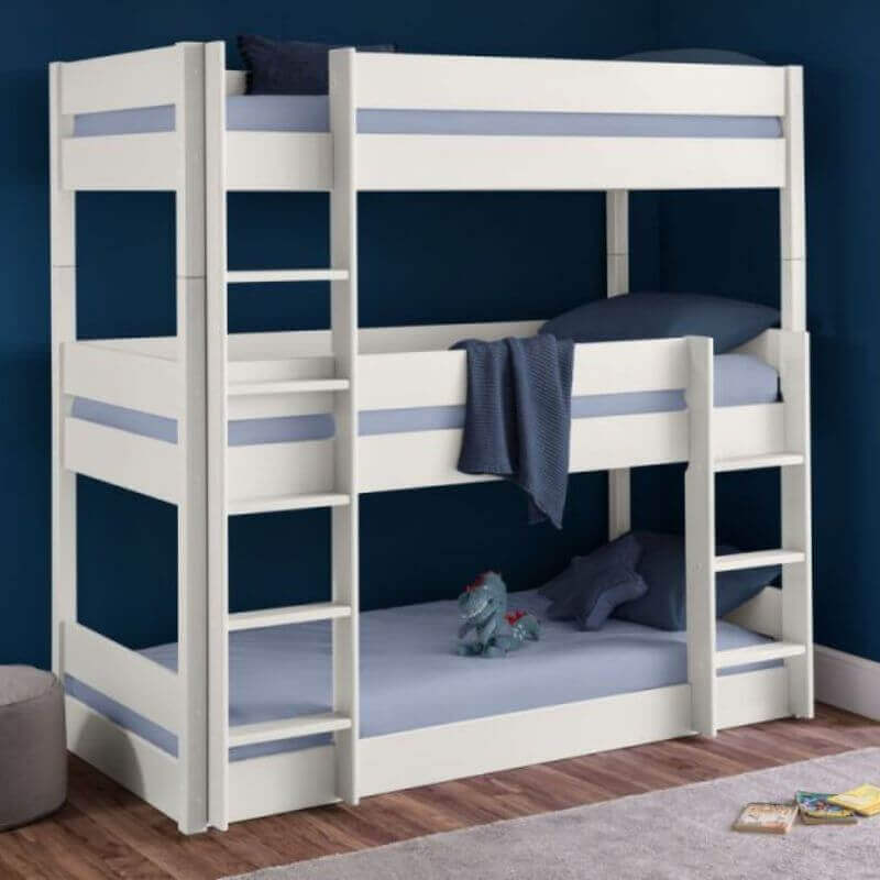 Julian Bowen Trio Bunk Bed - White - Front side View - With Background