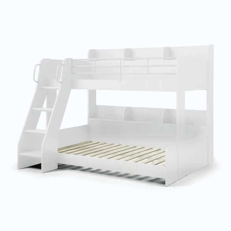 Julian Bowen Domino Triple Sleeper Bunk Beds - White - Front Side View - White Background