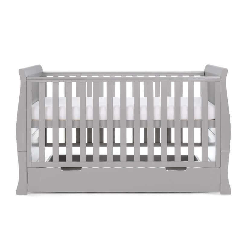 Obaby Stamford Classic Cot Bed - Soft Grey - White Background