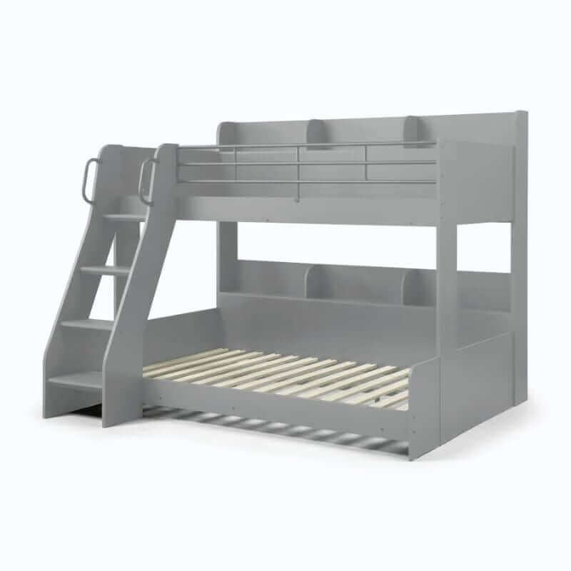 Julian Bowen Domino Triple Sleeper Bunk Beds - Light Grey - Front Side View - White Background