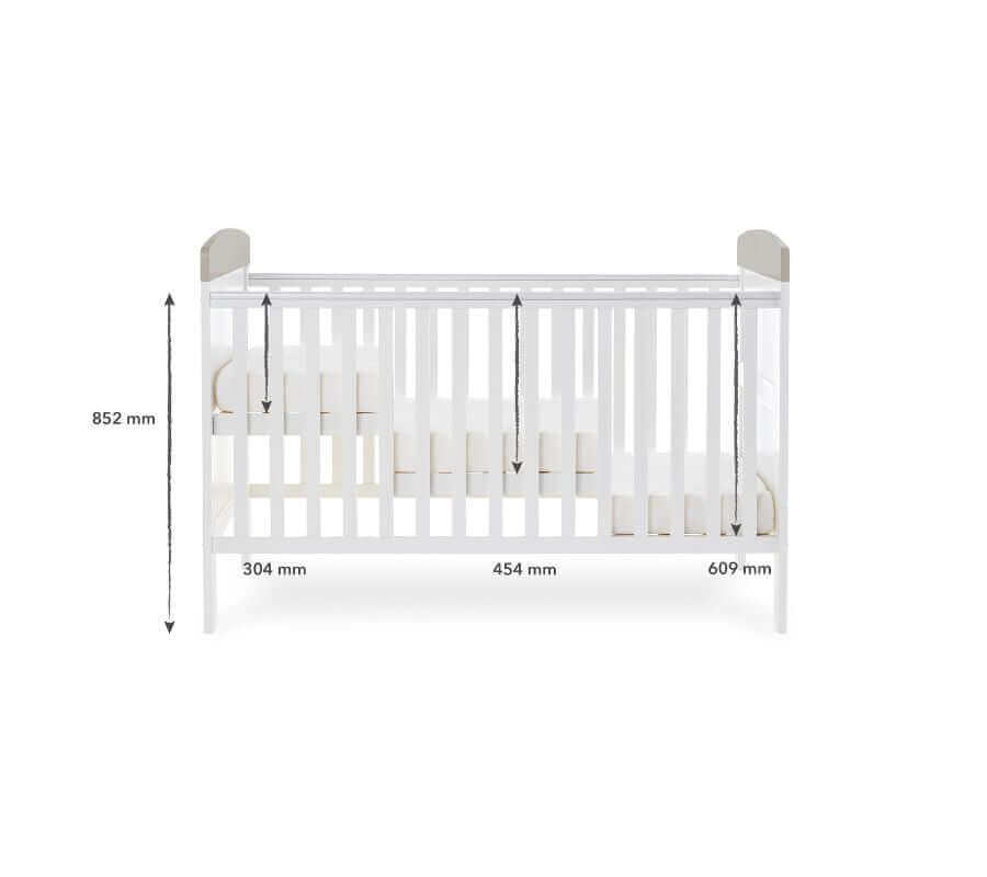 Grace Inspire Cot Bed & Under Drawer - White Background