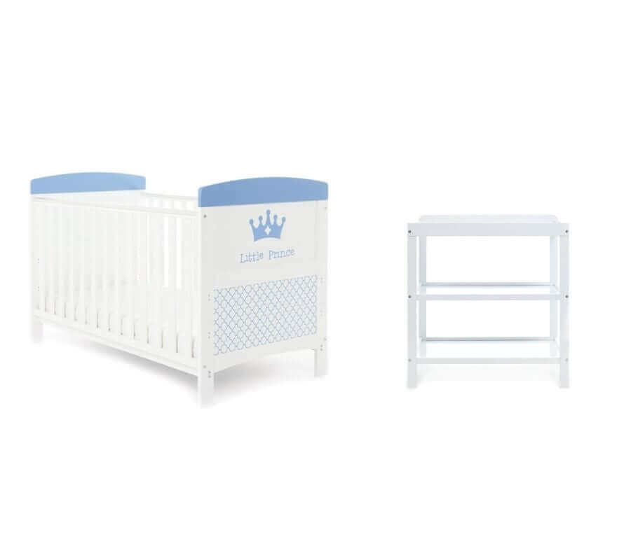 Grace Inspire 2 Piece Cot Bed Set - Little Prince & Princess - White Background