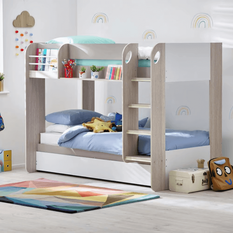 Julian Bowens Mars Bunk Bed & Underbed - Taupe Bunk - Front View - Bedroom Setting