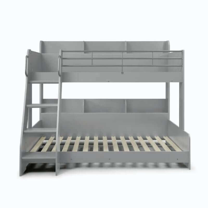 Julian Bowen Domino Triple Sleeper Bunk Beds - Light Grey - Front View - White Background