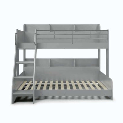 Julian Bowen Domino Triple Sleeper Bunk Beds - Light Grey - Front View - White Background