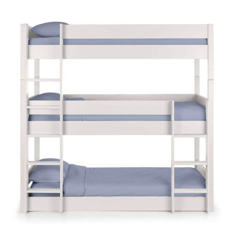 Julian Bowen Trio Bunk Bed - White - Front View - White Background