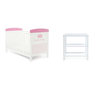 Grace Inspire 2 Piece Cot Bed Set - Little Prince & Princess - White Background