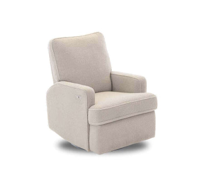 Madison Electric Swivel Glider Recliner Chair – Teddy Fabric - Ivory - White Background