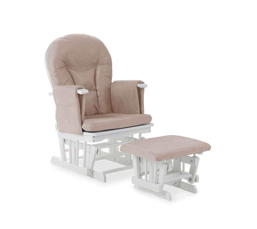 Reclining Glider Chair and Stool - White Background