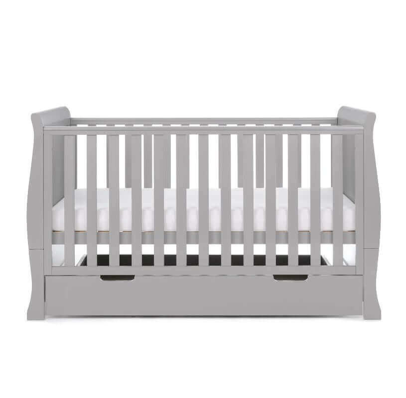 Obaby Stamford Classic Cot Bed - Soft Grey - White Background