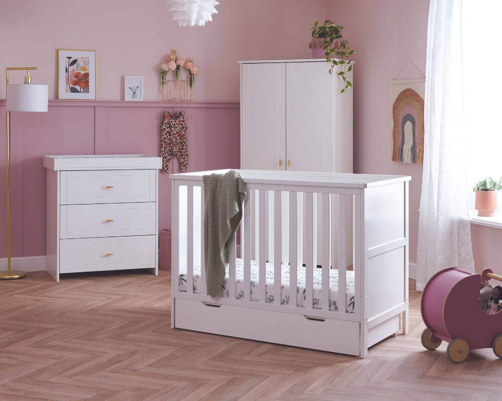 Obaby White Evie Mini 3 Piece Room Set - Bedroom View