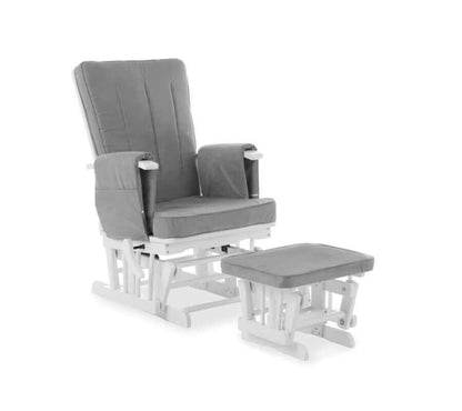 Deluxe Reclining Glider Chair and Stool - White Background