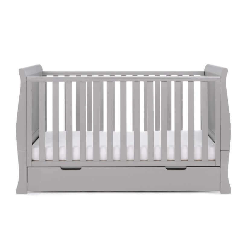 Obaby Stamford Classic Cot Bed - Soft Grey - White Background