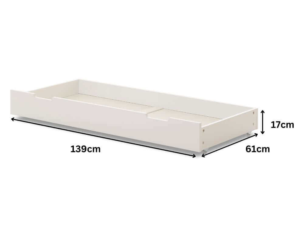 White Evie Cot Under Draw - Size Dimensions