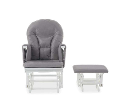 Reclining Glider Chair and Stool - White Background