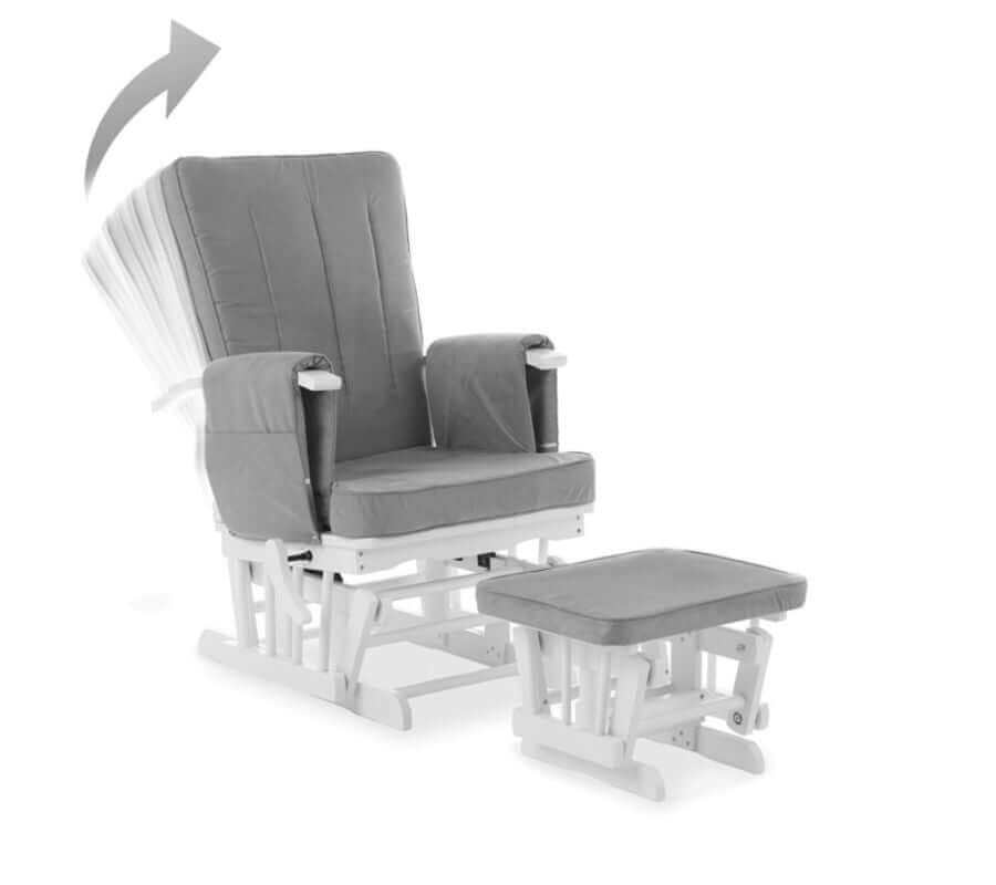 Deluxe Reclining Glider Chair and Stool - White Background