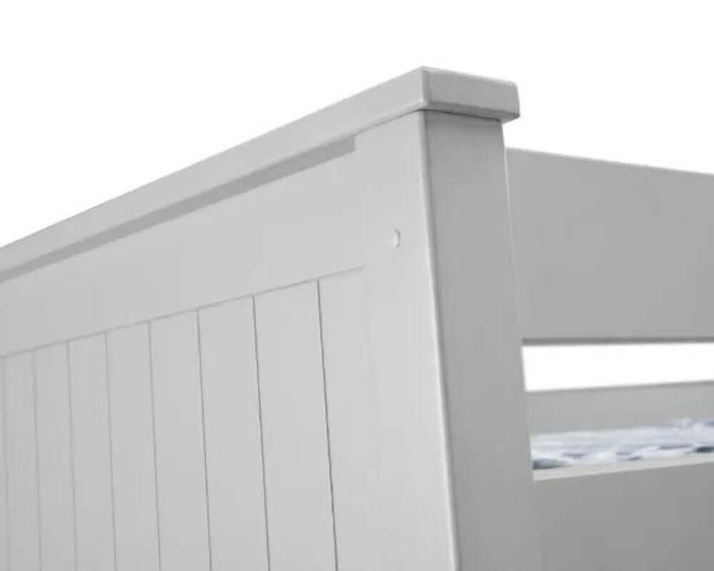 Front top corner view Image of a bunk bed with white background - Dove Grey