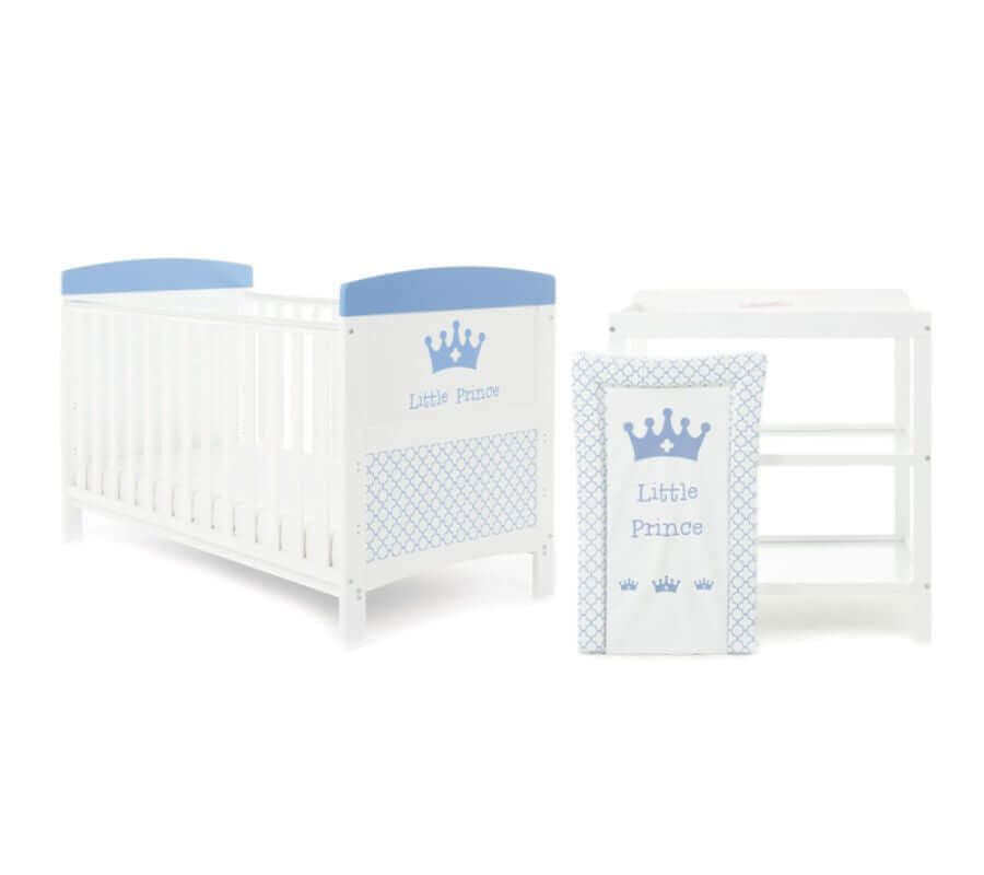 Grace Inspire 2 Piece Cot Bed Set - Little Prince & Princess - White Background