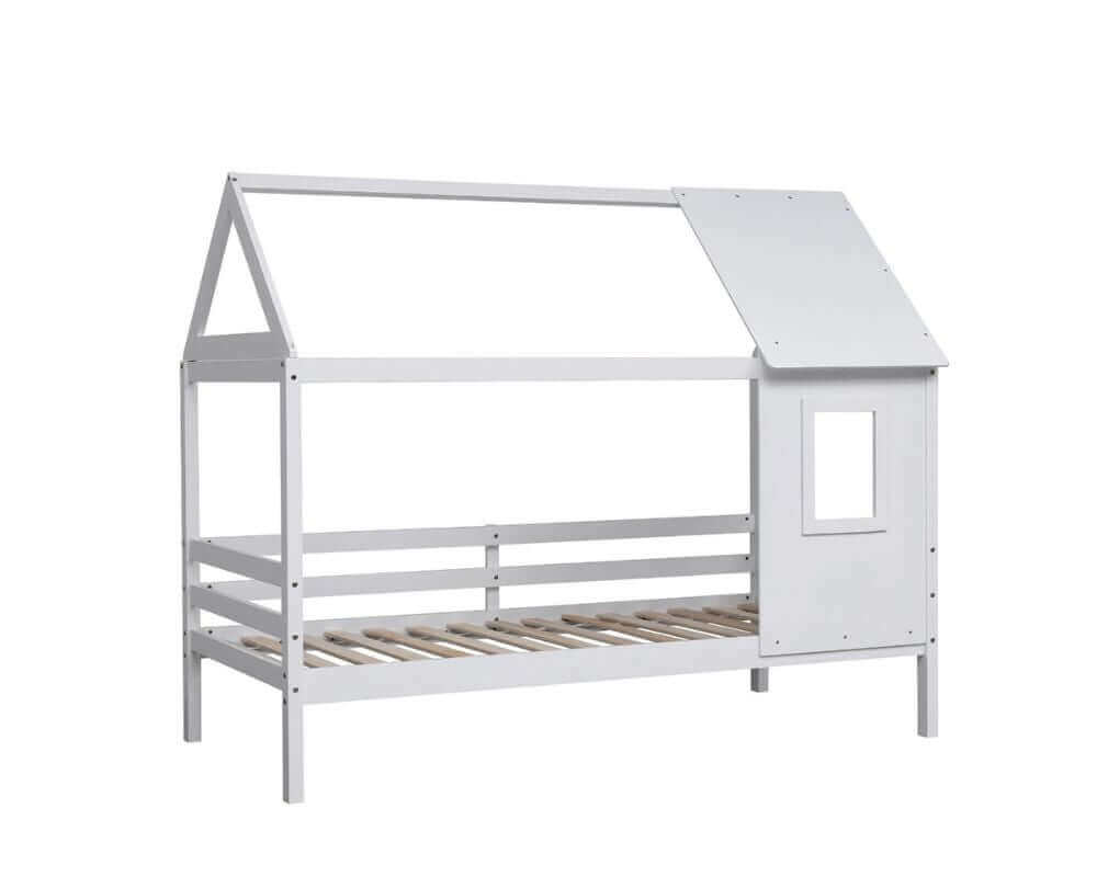  Front side view of a white treehouse bed - White background