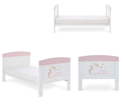 Grace Inspire Cot Bed & Fibre Mattress - Unicorn - White Background