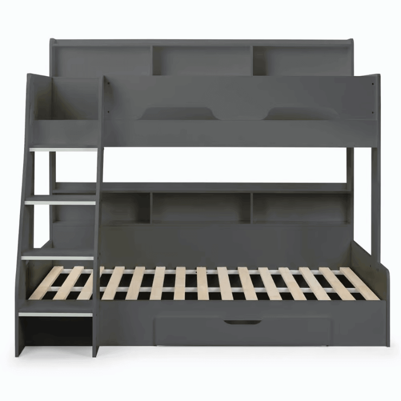 Julian Bowen Orion Triple Sleeper Bunk Bed - Anthracite Bed - Front View - White Background